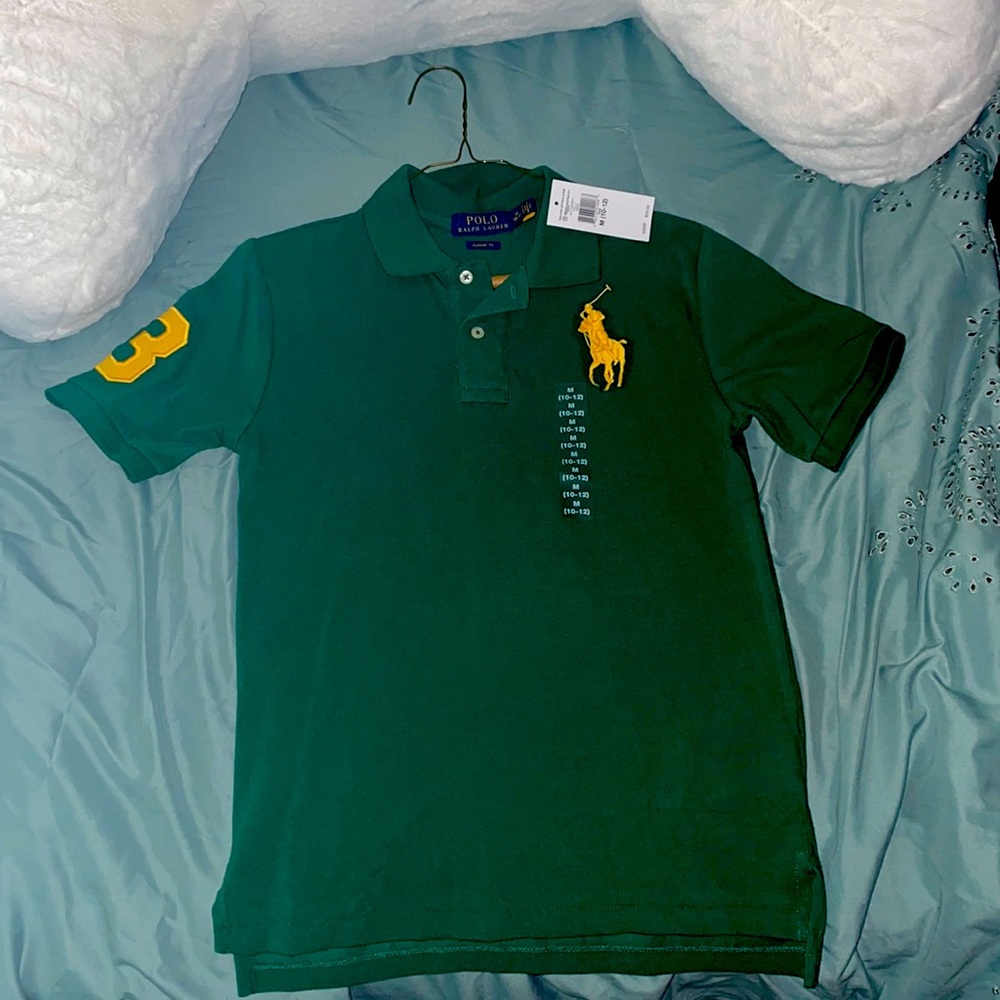 Green Polo Shirt boys 10-12